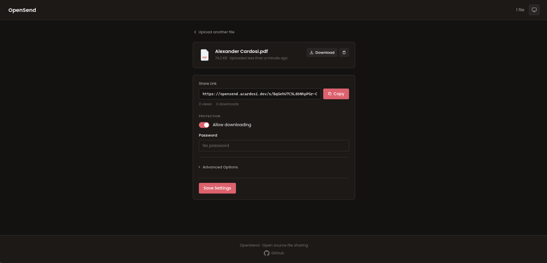 OpenSend preview